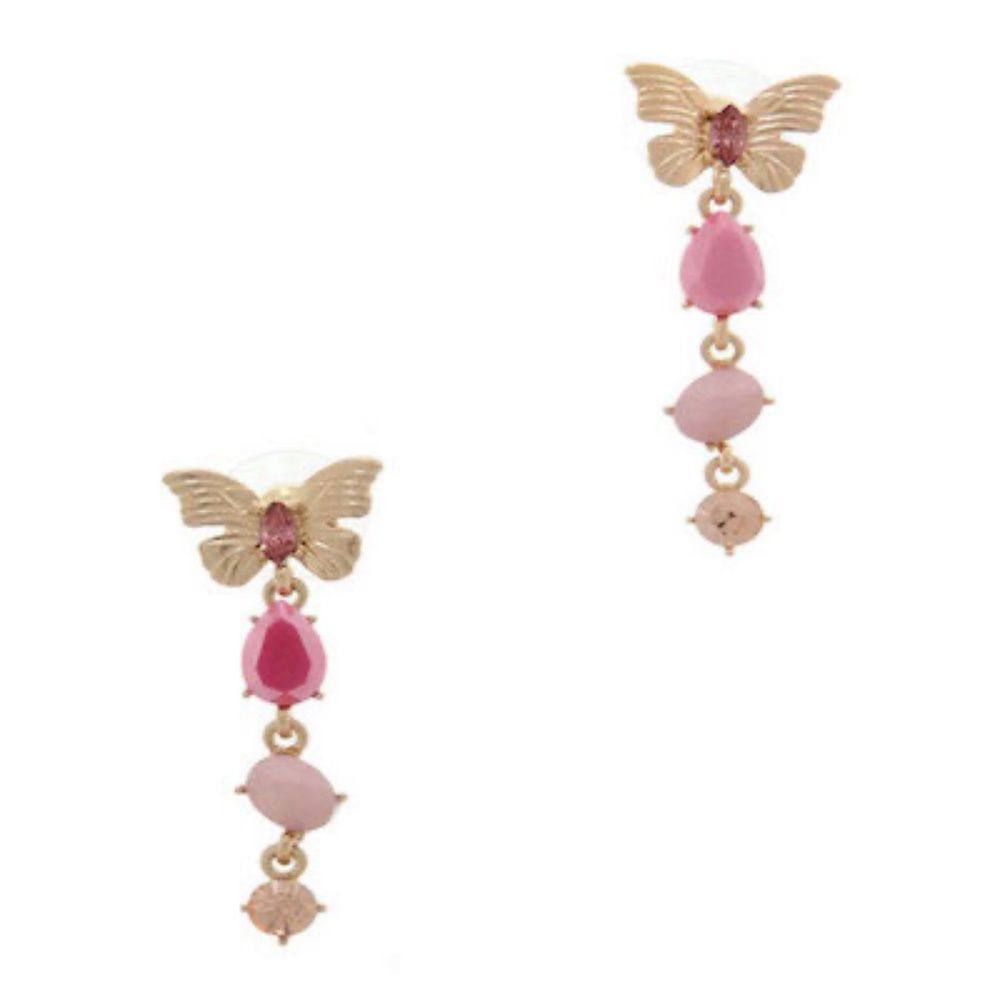 New! Pink Butterly‎ Drop Earrings